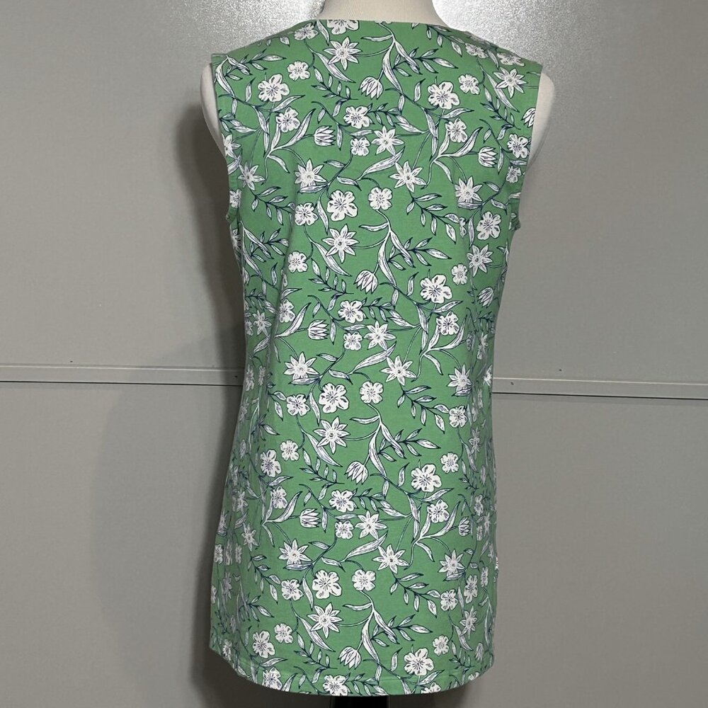 Denim & Company D & Co Floral Perfect Jersey Split V-Neck Tunic Tank Soft Jade S - Picture 7 of 12